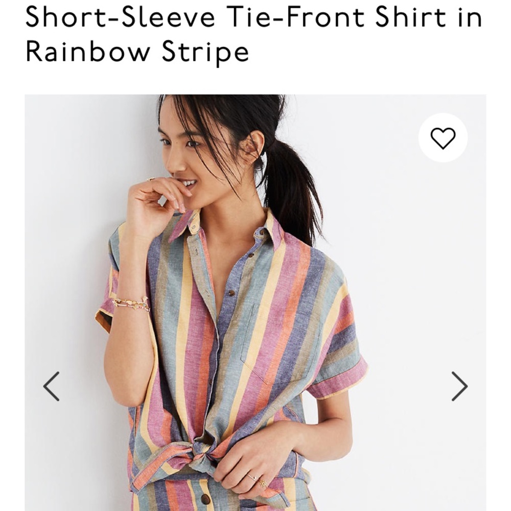 Madewell Tie-Front Shirt in Rainbow Stripe